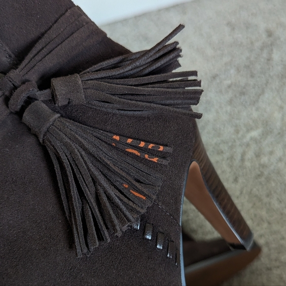 Coach Jessie Suede Silky Nappa Tassel Chestnut Brown Boots sz 7 - Picture 10 of 11